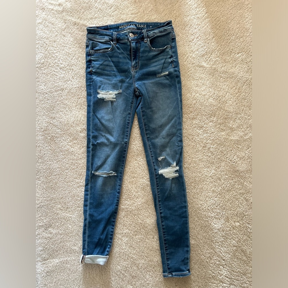 American Eagle Distressed Jeggings 4 Long